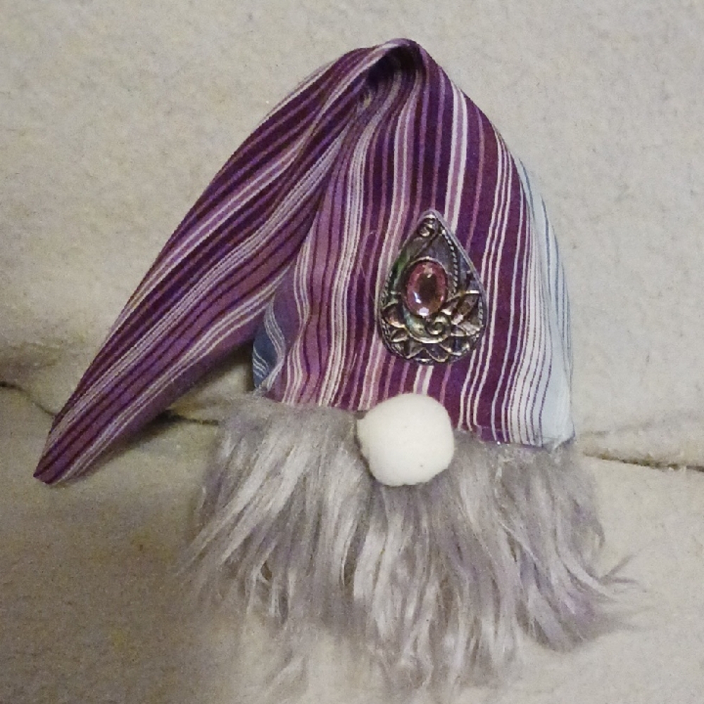 Striped Purple and Blue Gnome Decor